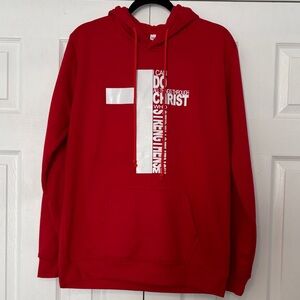 Men's Red Graphic Cross Hoodie Sweatshirt